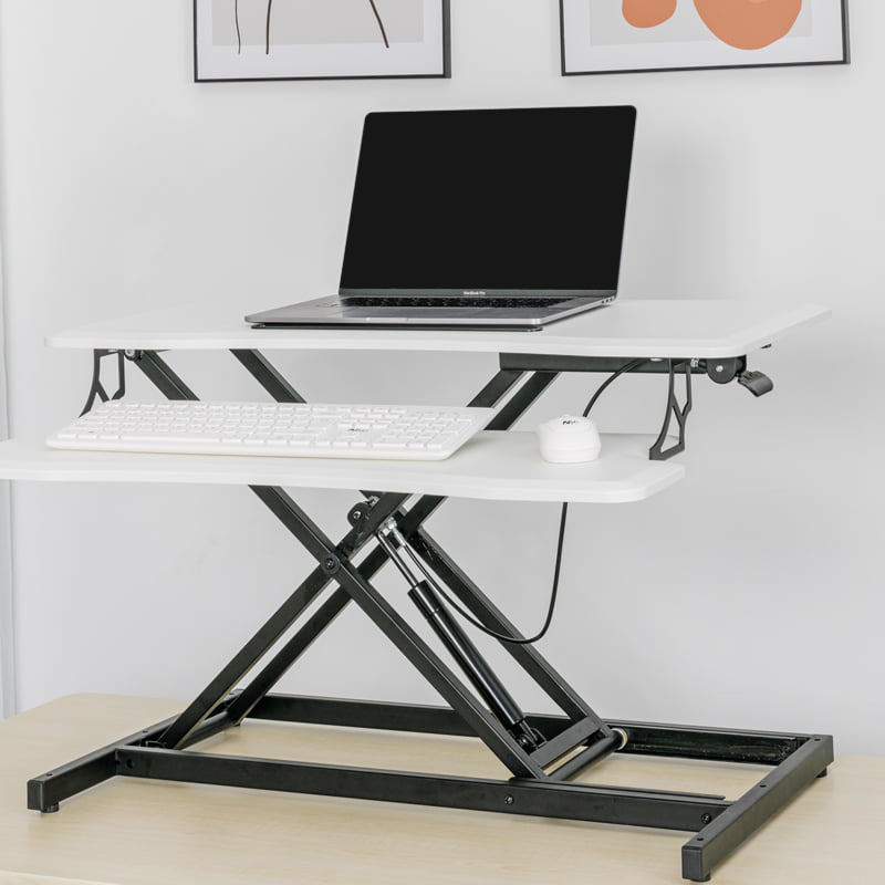 RXD1-2 Med tastatur Skuff Monitor Riser Chipboard Desktop Pneumatisk Høydejusterbare Stående Skrivebordskonverterere
